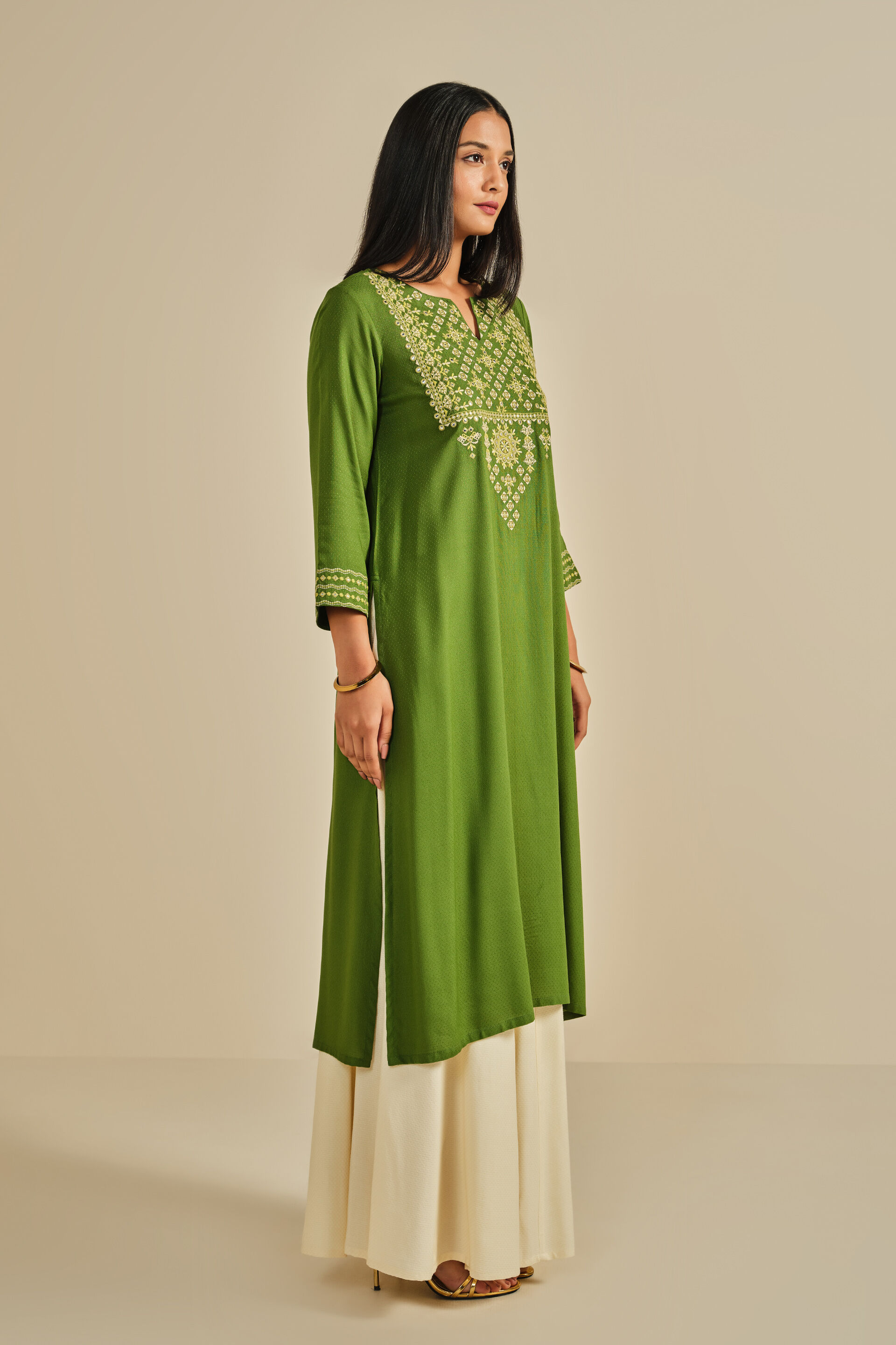 Mashooq Green Kurta, Green, image 4